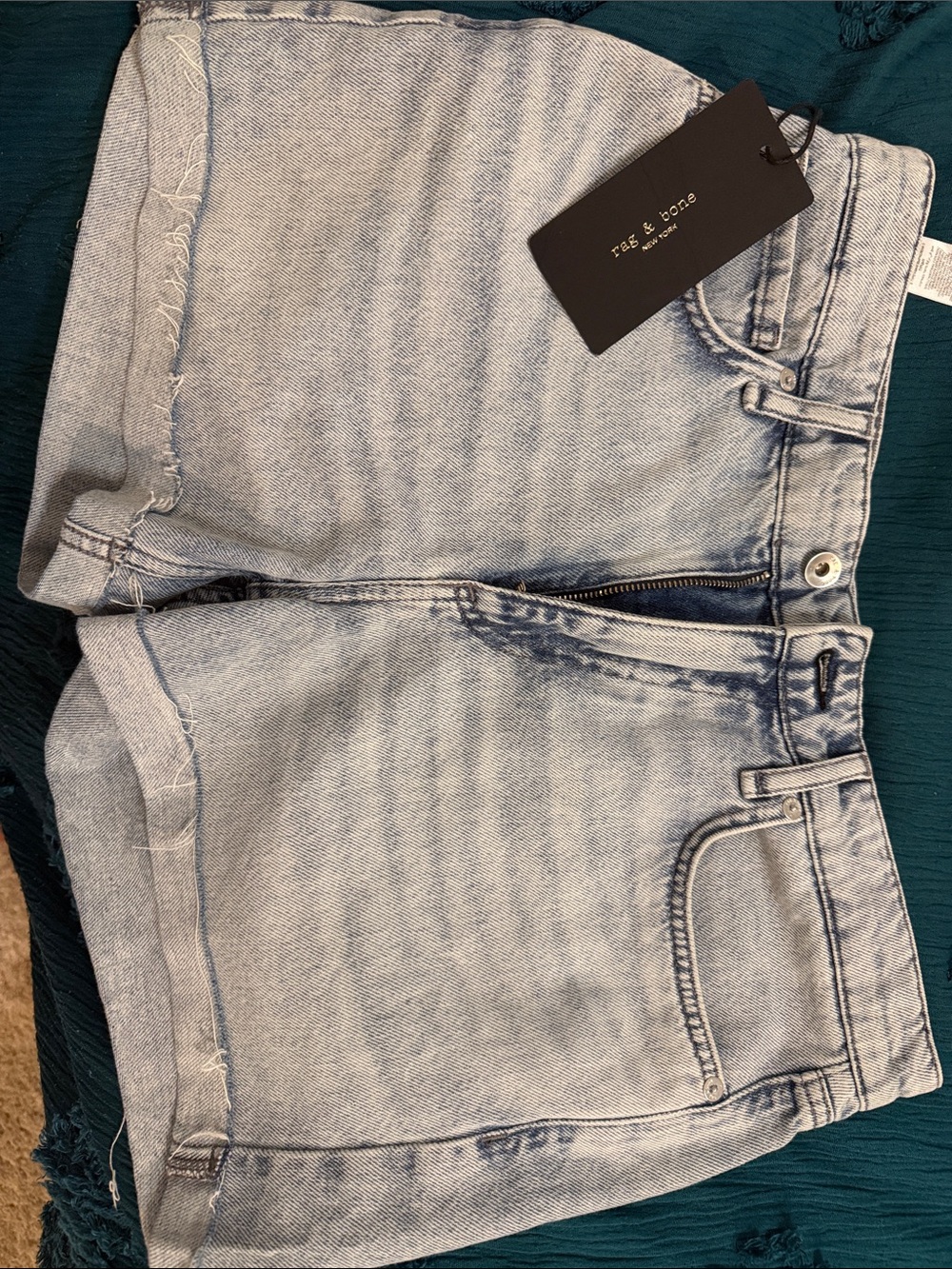 rag & bone Light Blue Washed Denim Shorts